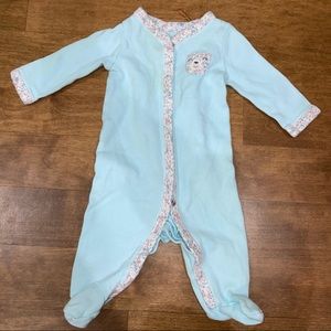 Long sleeve footie onesie full zip blue little bear